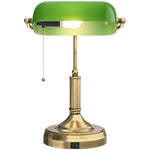 HOMCOM Desk Lamp With Vintage Bronze Tone Base, Pull Rope Switch, Green