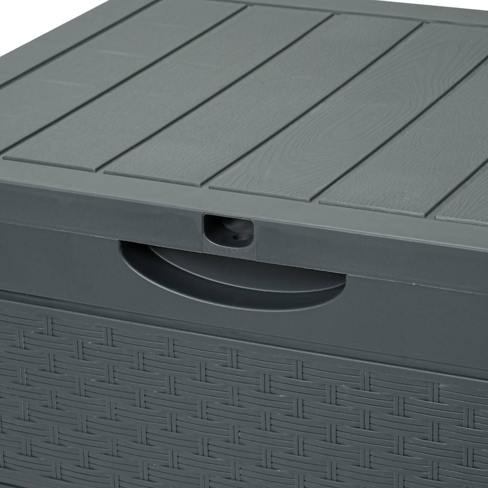 126l Waterproof Plastic Storage Box With Padlock – Rattan Texture Lockable Outdoor & Indoor Storage Container | Grey