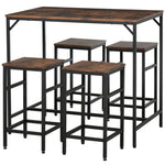 Industrial Dining Table Set With 4 Stools