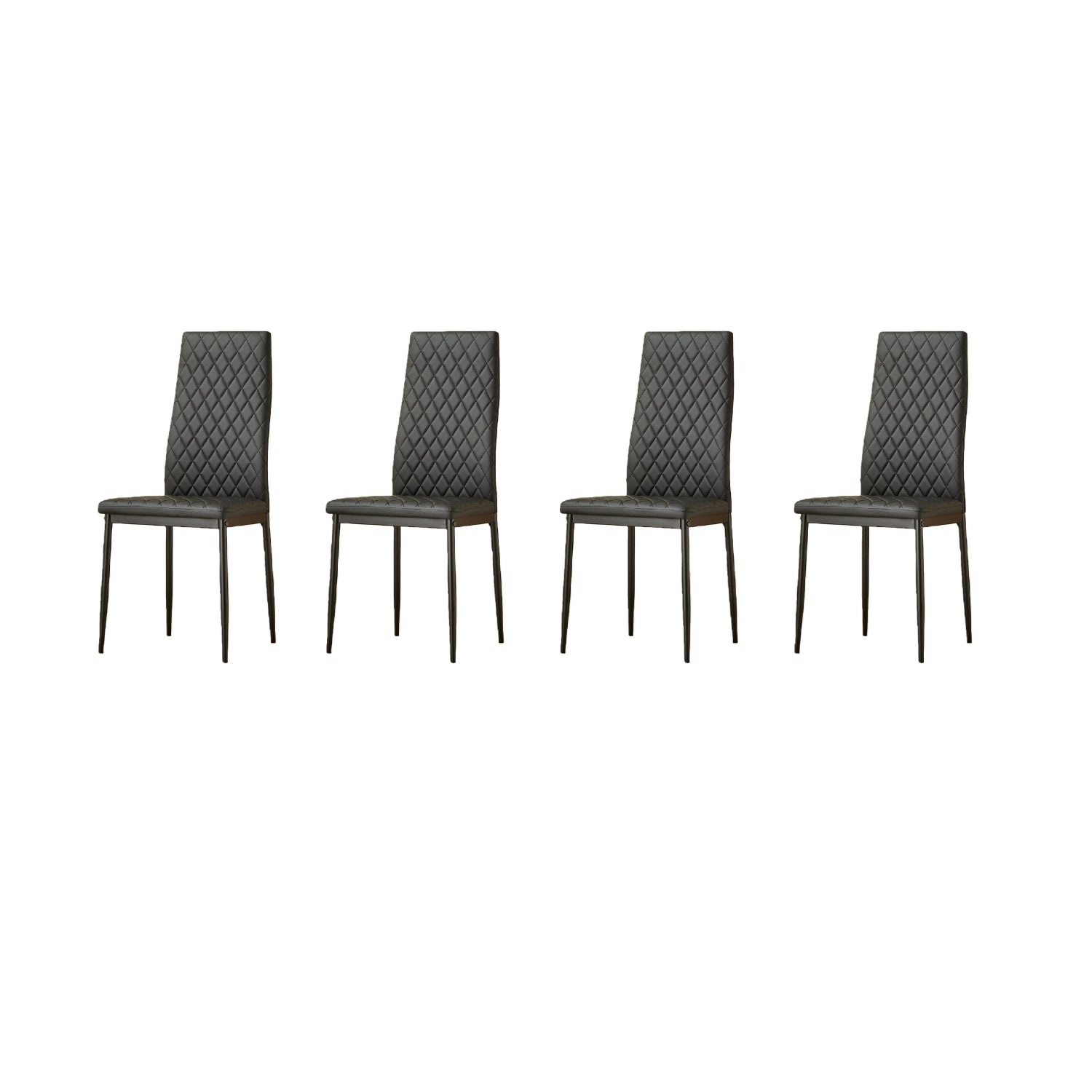 San Diego Marble Top Dining Table With Emily Leather Chairs | Black