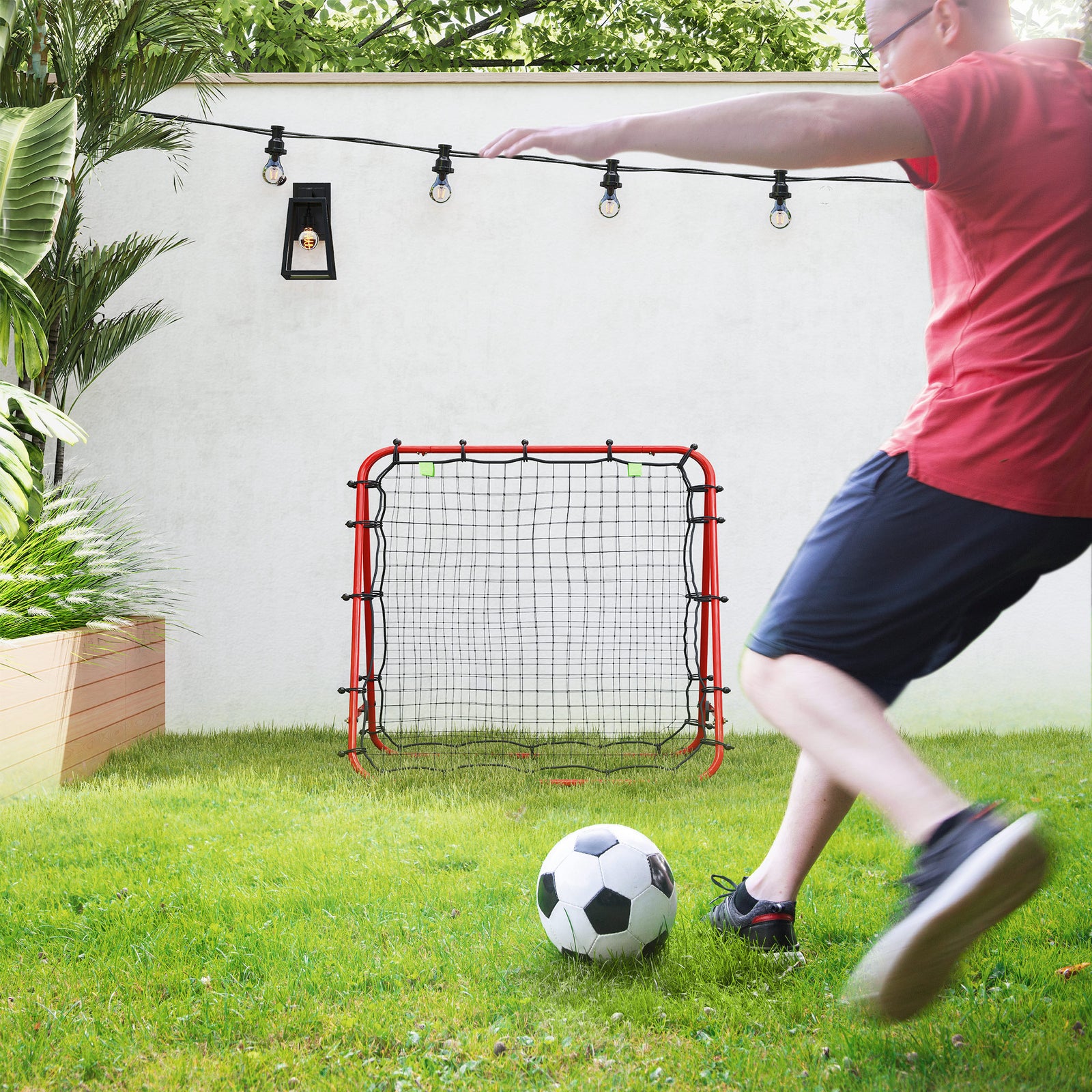 Football Rebounder Net, Adjustable Angles | Red