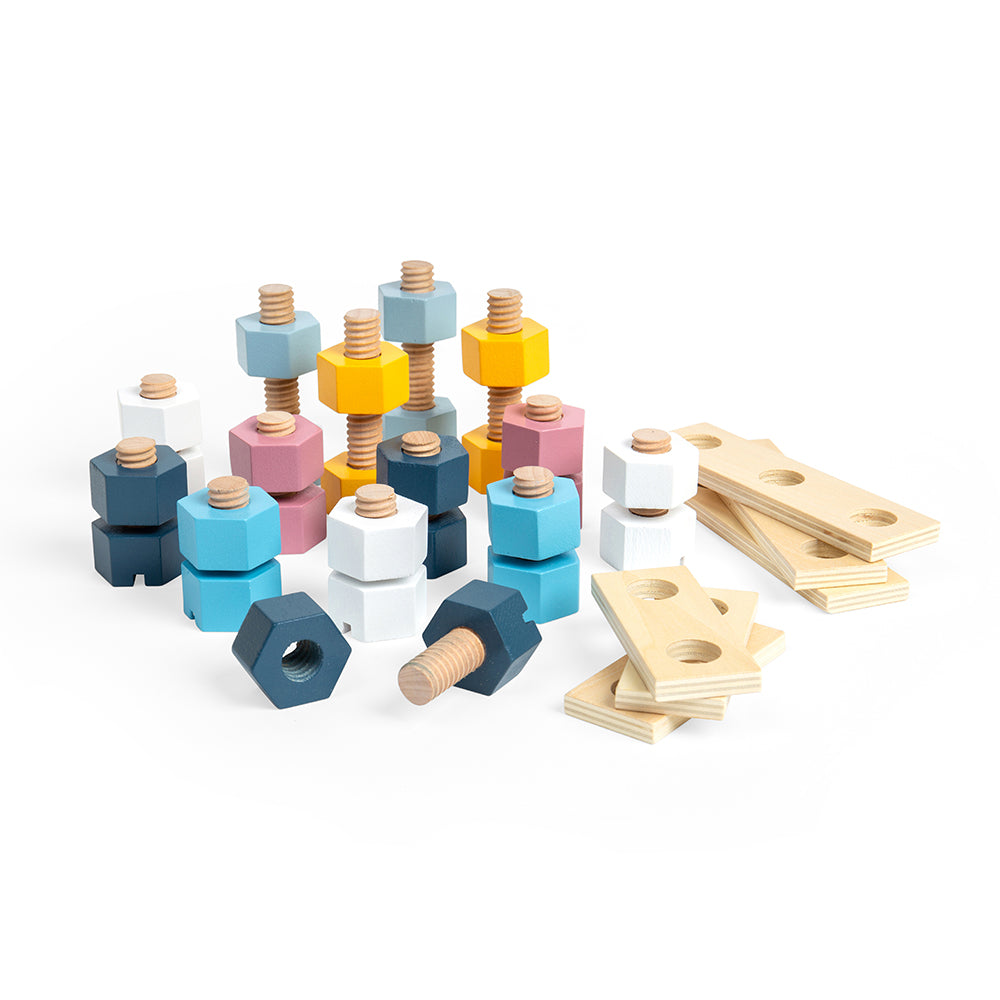 Crate Of 20 Wooden Nuts And Bolts