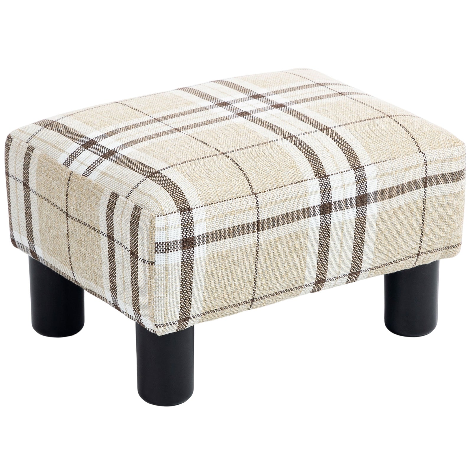 Chic Linen Fabric Foot Stool Ottoman Cube With Legs | Multi Colour
