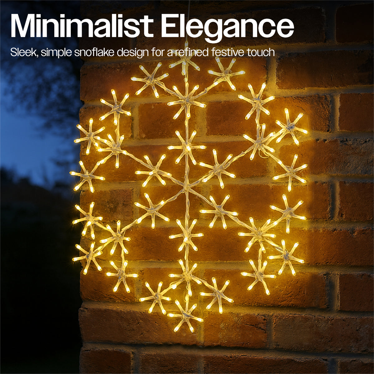 Xmas Haus 50cm 180warm White Led Metal Snow Flake 3m Lead Outdoor
