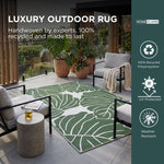 Luxury Outdoor Rug Waterproof Reversible For Garden Patio 100% Recycled, Green Ada Botanical | 180cm x 270cm | Green