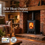 5kw Steel Wood Burning Stove Multi-fuel Fireplace St001 Defra Approved