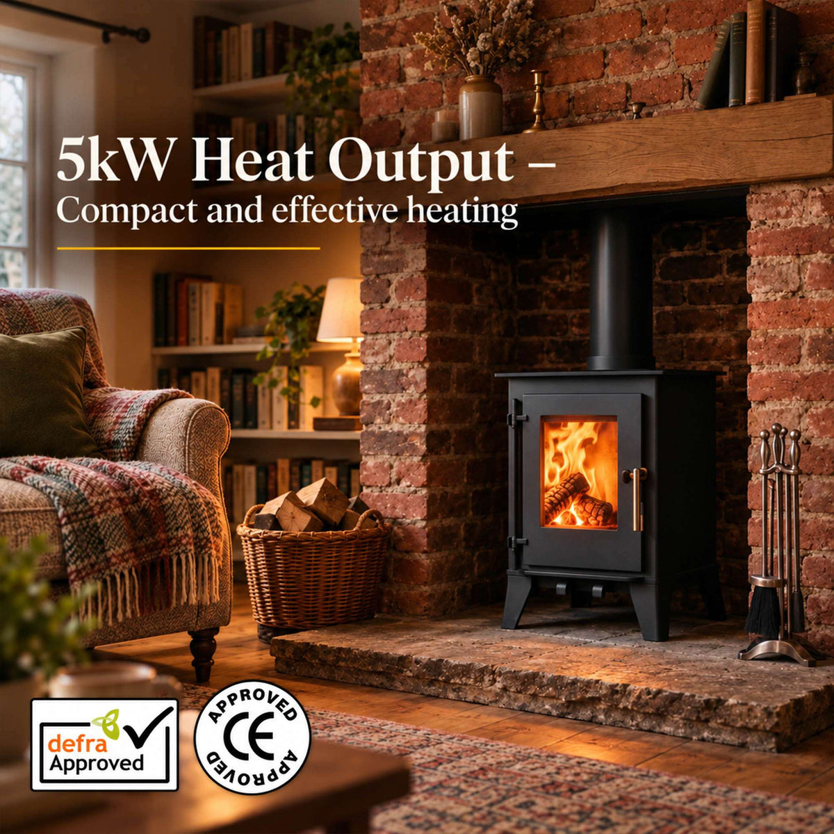 5kw Steel Wood Burning Stove Multi-fuel Fireplace St001 Defra Approved