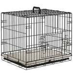 Pawhut Dog Crate With 2 Doors, Tray, Soft Cushion, For Extra Small Medium And Large Dogs | Black