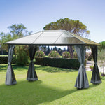 Pc Hardtop Gazebo With Aluminium Frame And Curtains | Medium | Gray