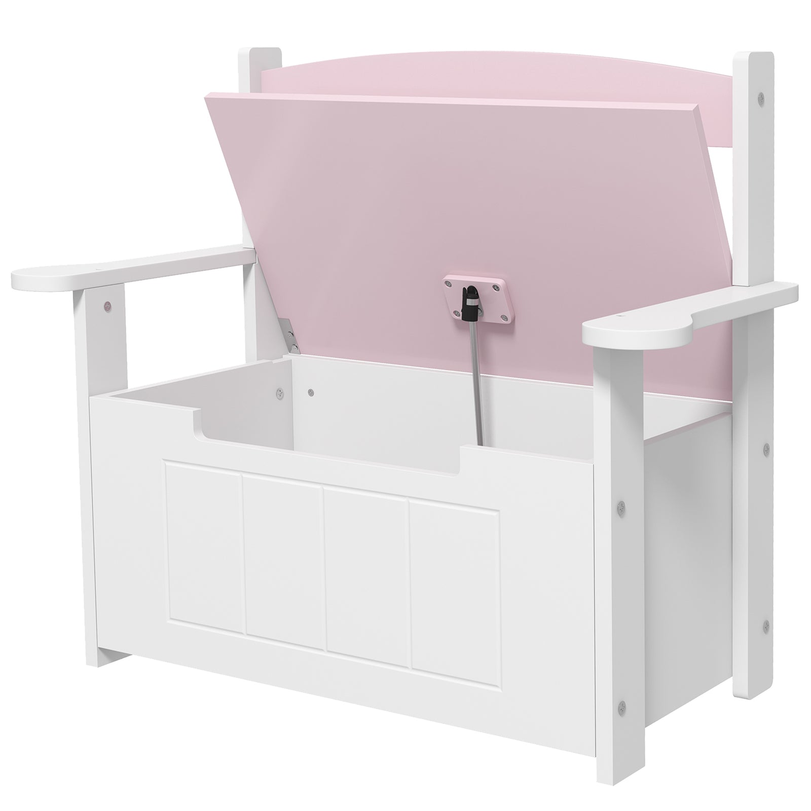 2 In 1 Toy Box For Kids With Safety Lid For Bedroom, Nursery | Pink