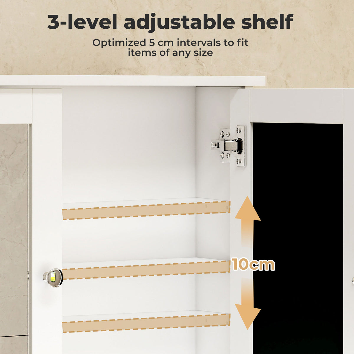 Bathroom Mirror Cabinet Storage Toilet Cupboard Wall Mounted Shelves | White