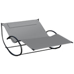 Double Rocking Sun Lounger  With Armrest And Headrest Pillow | Gray