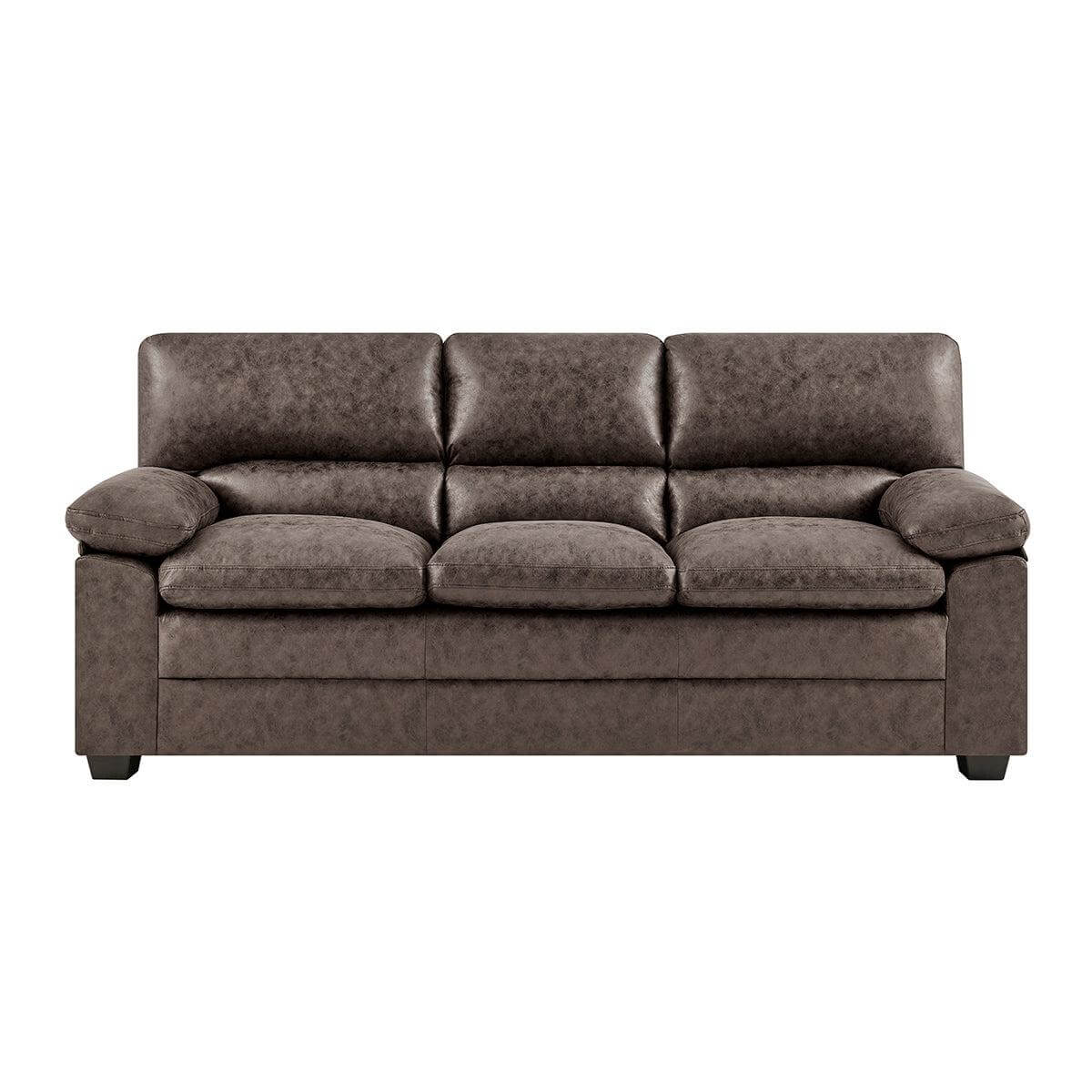 Bonded Faux Leather Sofa - 3 Seater | Dark Brown