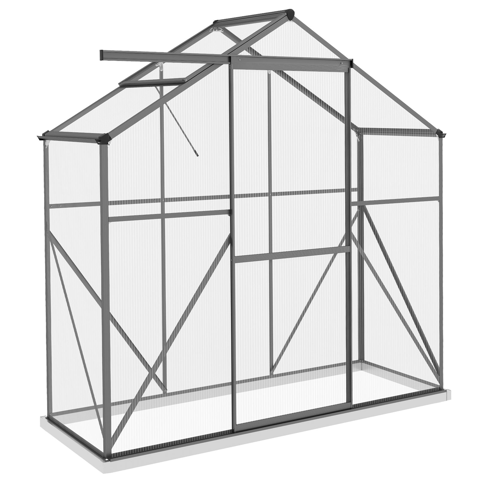 6x2.5ft Aluminium Polycarbonate Greenhouse | Dark Gray