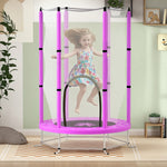 4.6ft Kids Trampoline W/ Safety Enclosure Net, For Indoor Outdoor | Purple