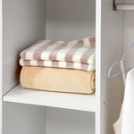 Rolling Open Wardrobe Hanging Rail Storage Shelves Clothes | One Size | White
