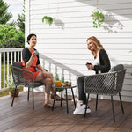 3 Piece Rattan Bistro Set, Patio Conversation Set | Gray