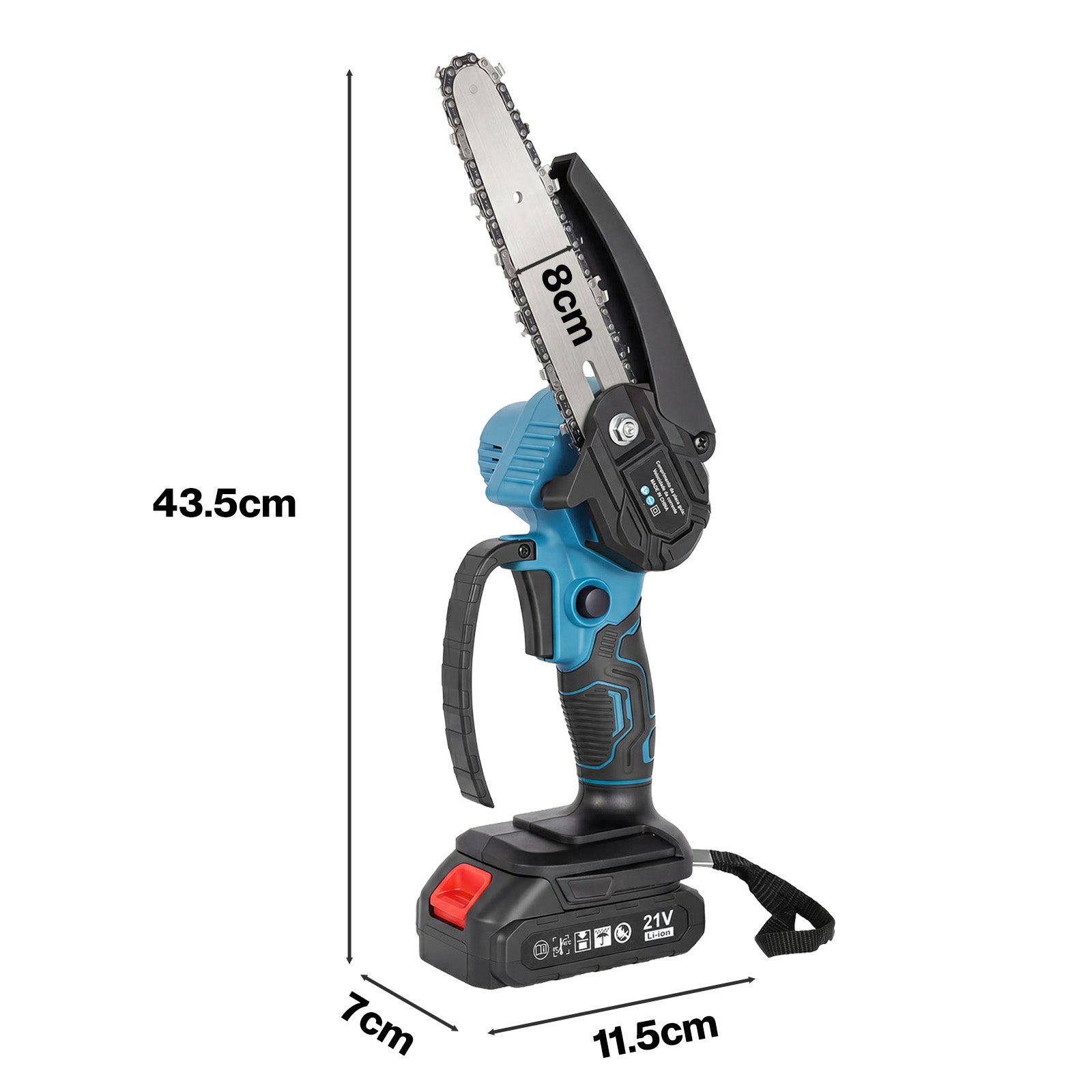 Mini Chainsaw Cordless 6in And 8in Dual Bar Garden Pruning Black Blue | Blue