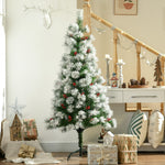 5ft Christmas Xmas Tree Pine Look And Metal Stand Snow Gift 184 Tips