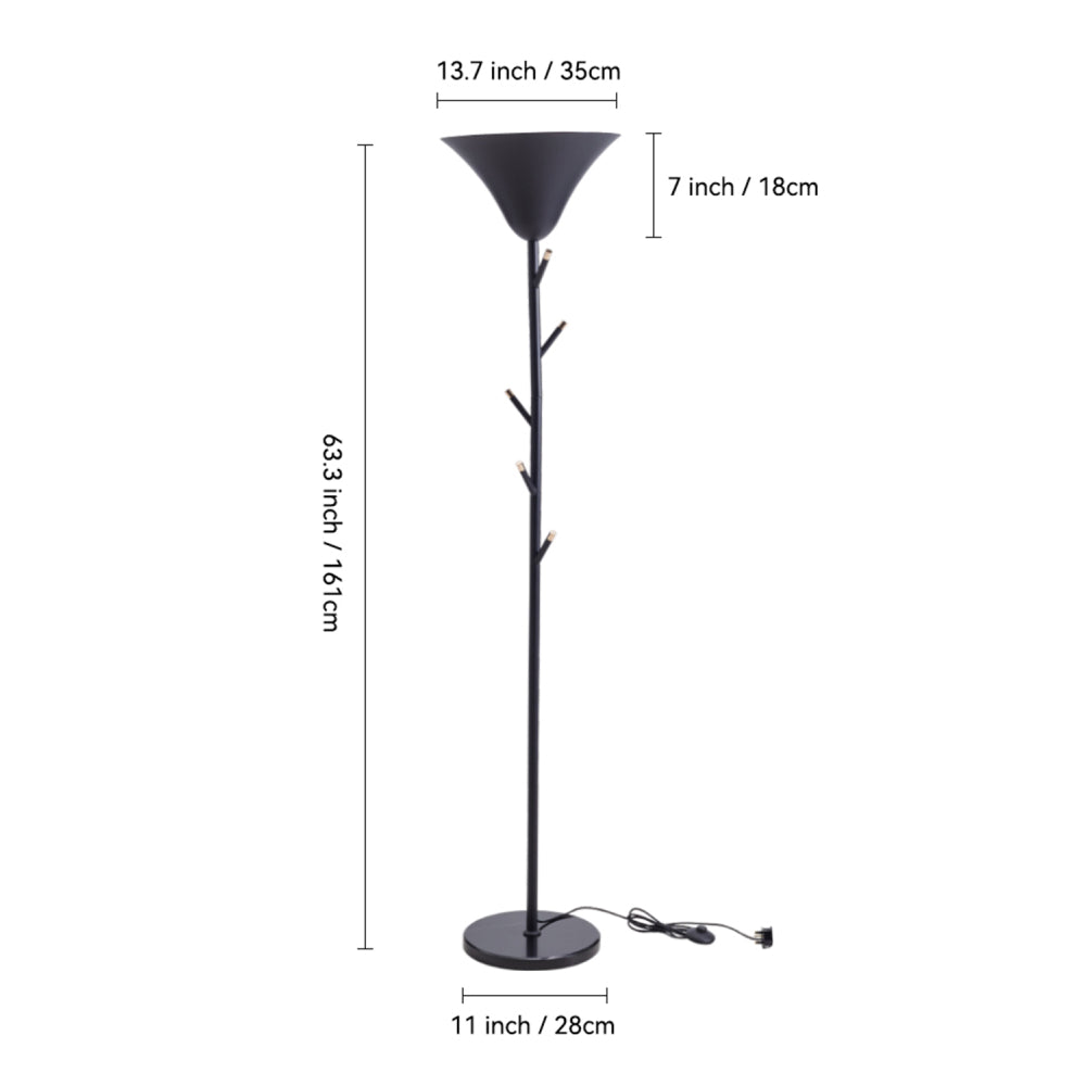 Modern Black E14 1-light Floor Lamp With Coat Rack