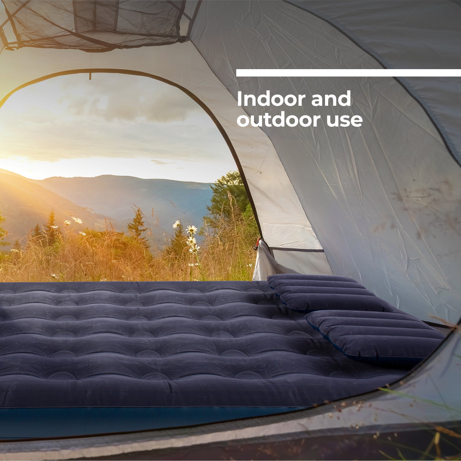 Air Bed With Pillows & Hand Pump