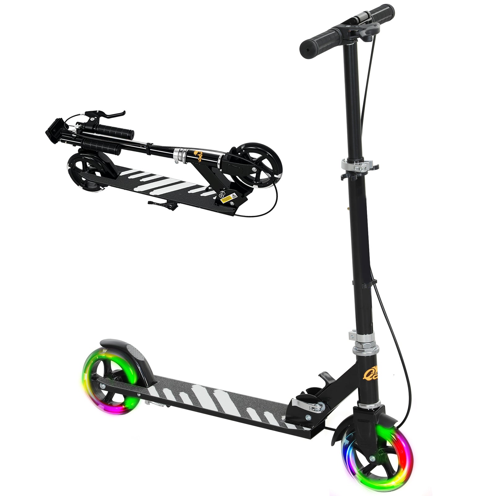 Scooter For Kids, Folding Light Up Kick Scooter With Adjustable Handle | Black