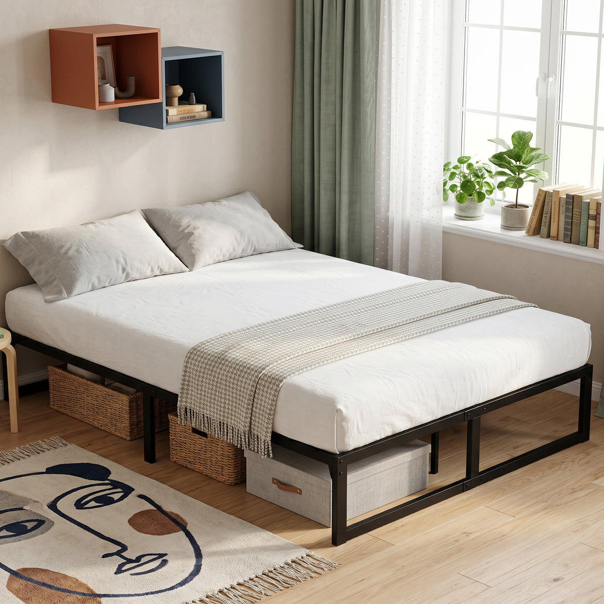 HOMCOM Bed Frame With Underbed Storage, Noise-free