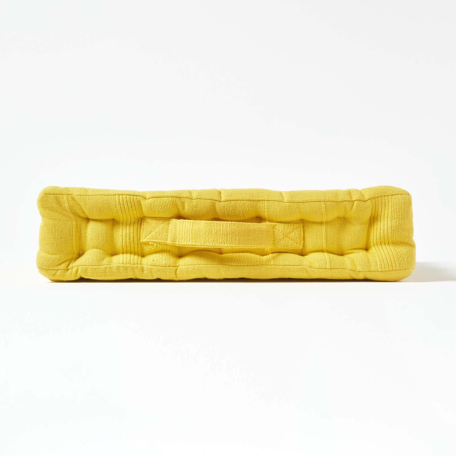 Rajput Ribbed Cotton Floor Cushion | 40cm x 40cm | Yellow