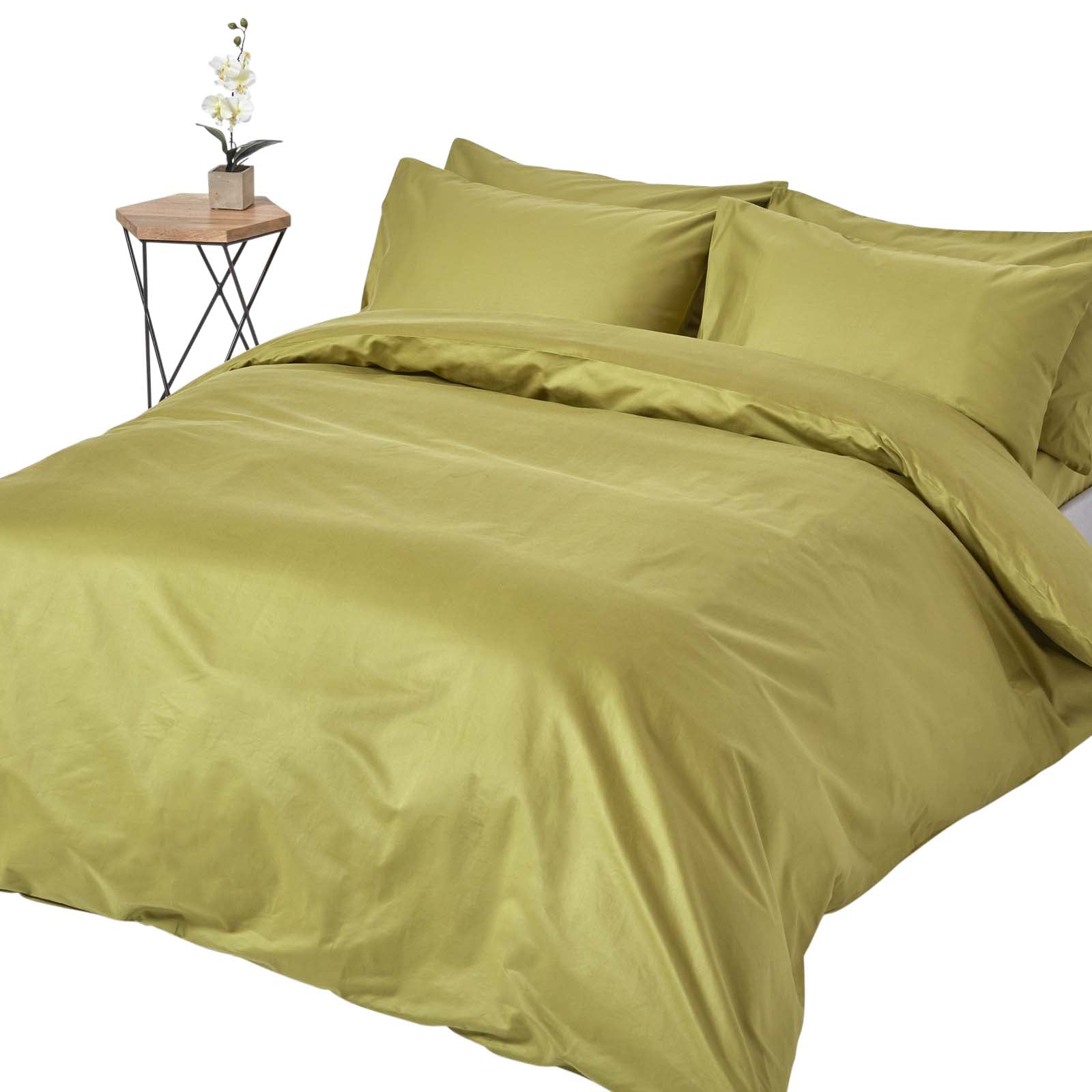 Egyptian Cotton Duvet Cover With Pillowcase 1000 Tc | Single | Olive Green