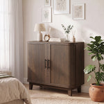 Sideboard With 2 Curved Doors And Adjustable Shelf | Brown