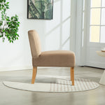 Corina Velvet Fabric Armless Accent Chair | Light Brown