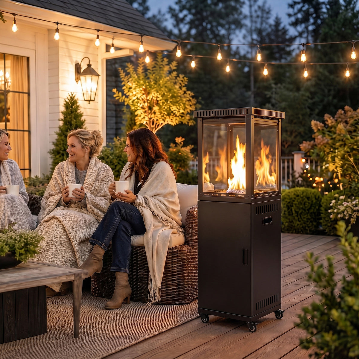 Gas Patio Heater, 13 Kw Portable Propane Outdoor Heater, Black