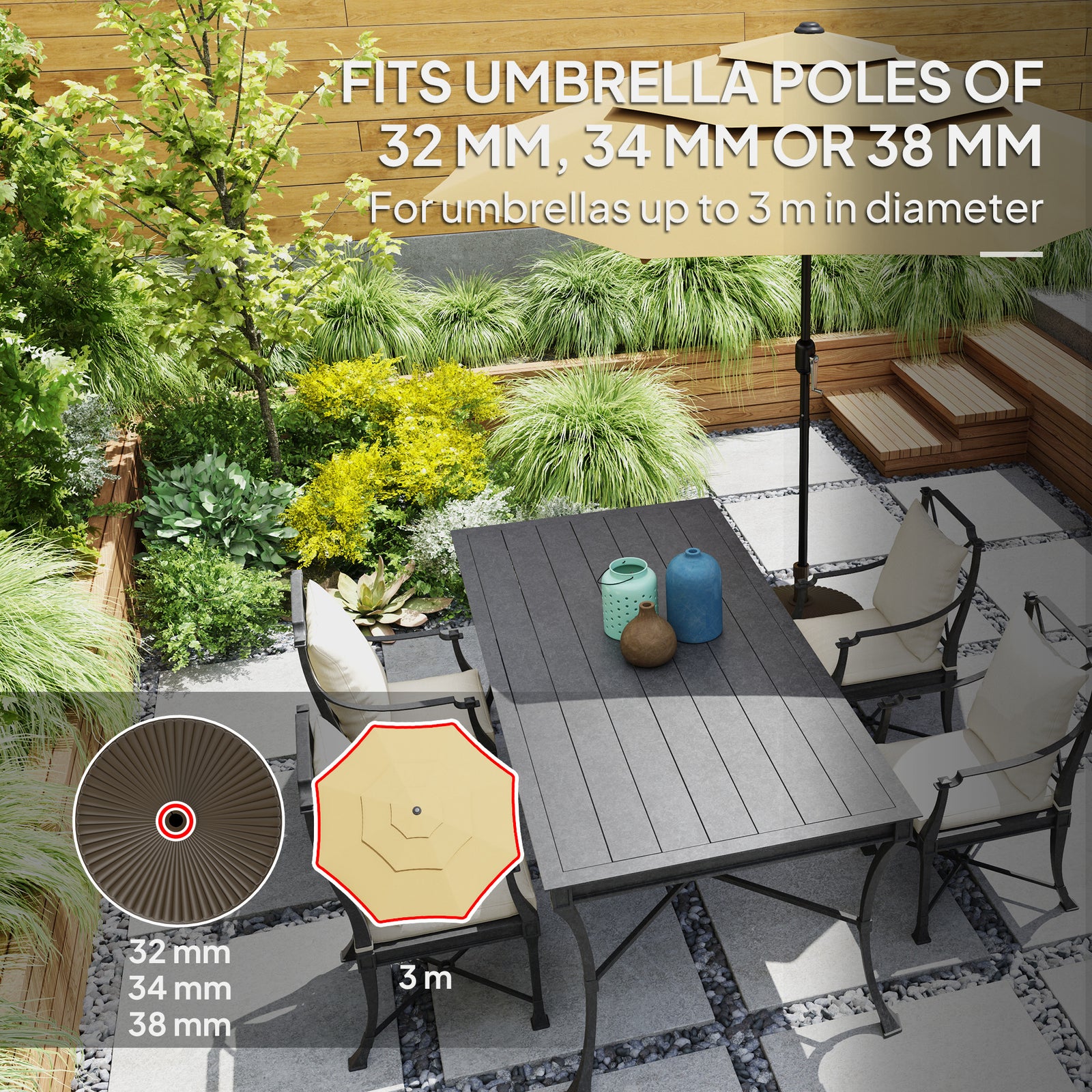 Garden Parasol Base, 28kg Sand Filled, 23kg Water Filled