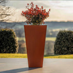 Corten Steel Tall Tapered Square Planter - Pre-rusted | 30cm x 30cm x 70cm | Brown
