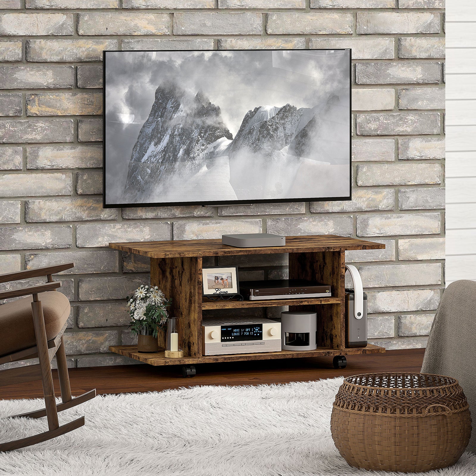 Modern Tv Cabinet Stand, 3 Tier, Storage Shelves