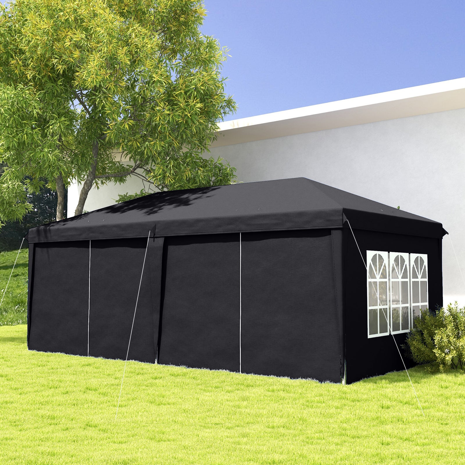3 X 6 M Pop Up Gazebo With Sides And Windows | Gray