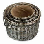 Antique Wash Round Storage Log Basket | Set-of-3 | Brown