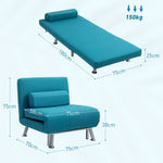 Single Folding 5 Position Convertible Sleeper Chair Sofa Bed | One Size | Dark Blue