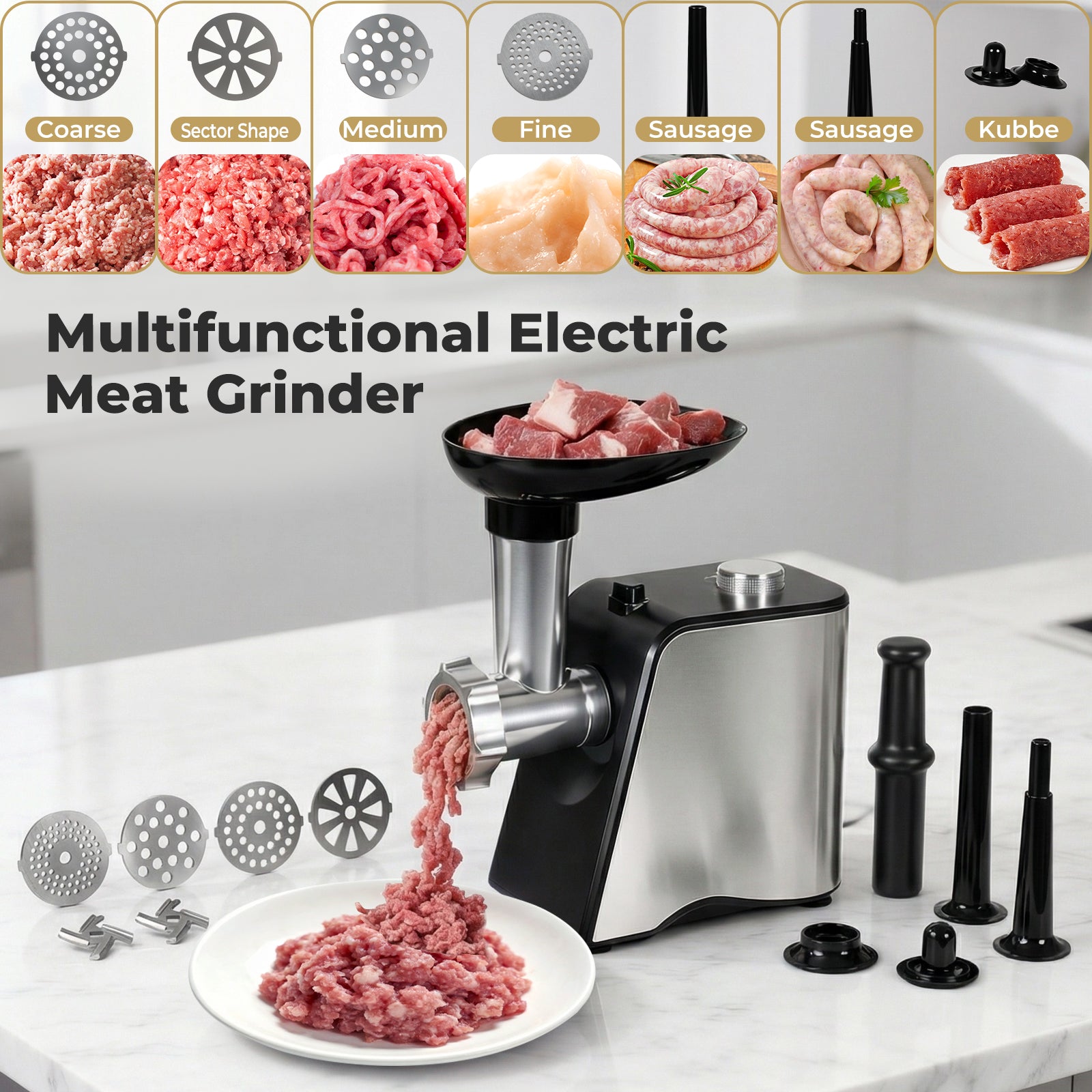 Spector 4-in-1 Electric Meat Grinder Mincer 2800w  Sausage Filler Kibbe Maker