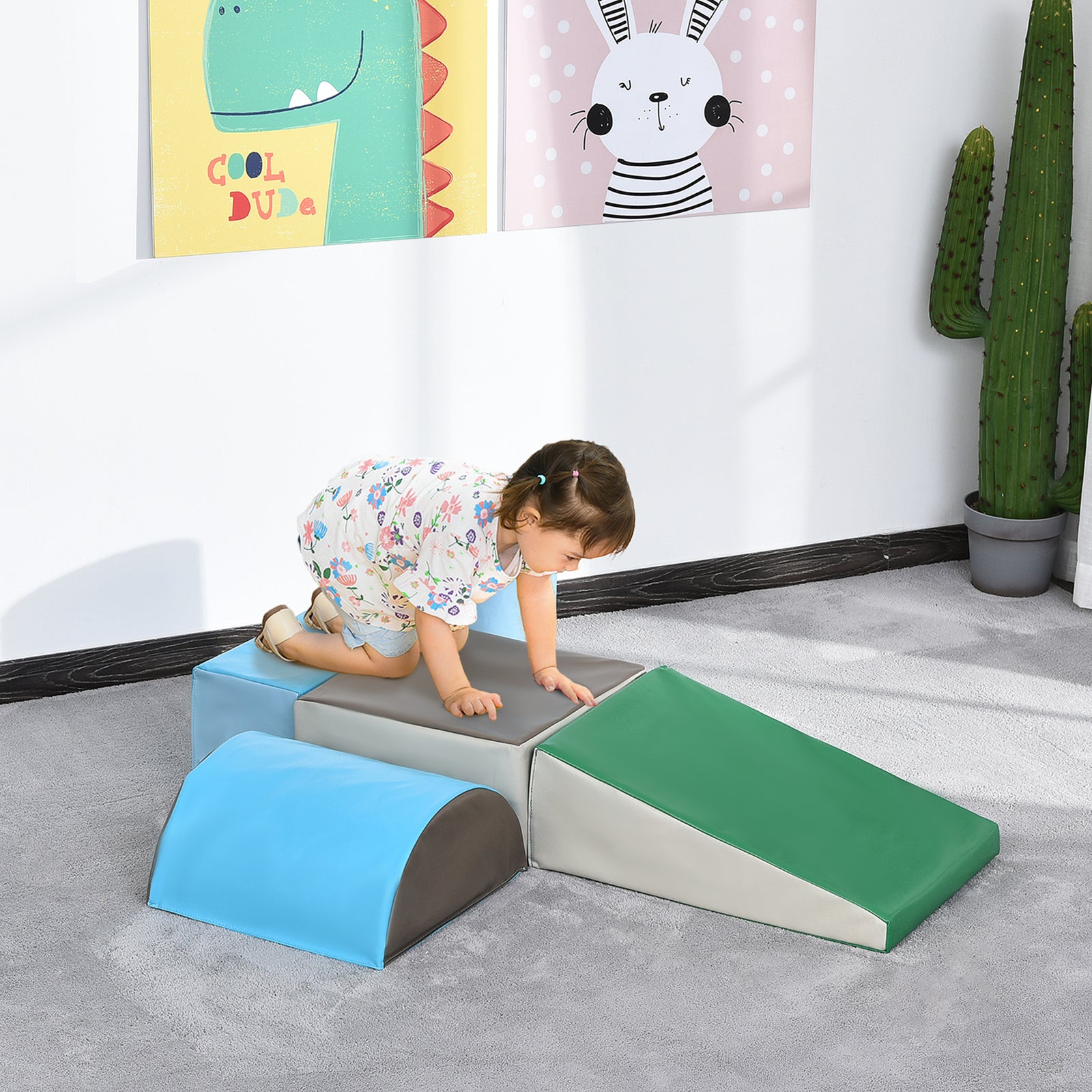 5 Piece Soft Safe Foam Playset Climb And Crawl Activity Toy For Toddler | Blue