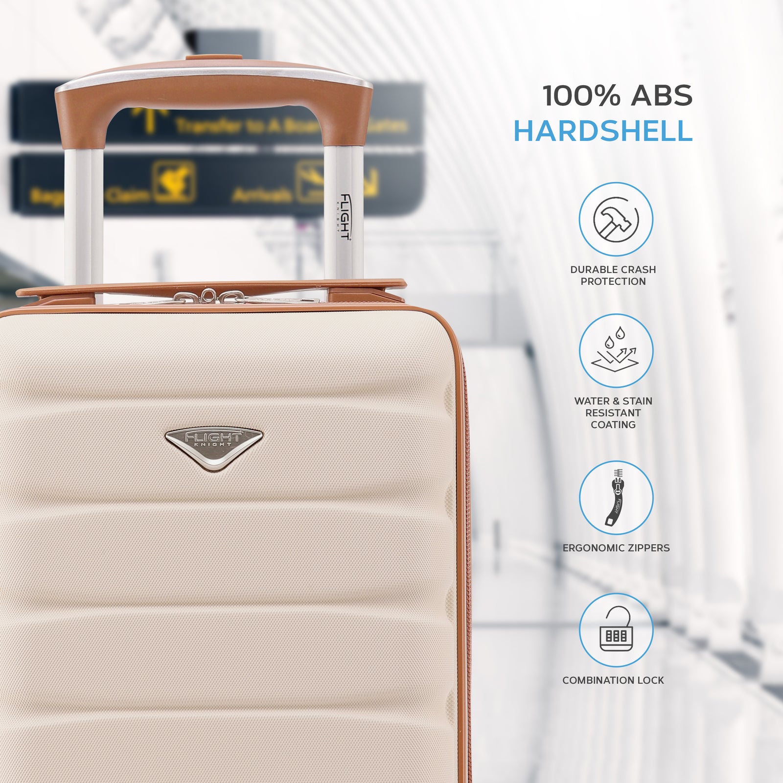 40x20x25cm Hard Case Cabin Suitcase Ryanair Free Approved Carry On | Cabin | Cream