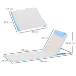 2pc Outdoor Beach Mat Steel Reclining Chair Set W/ Pillow | Cream