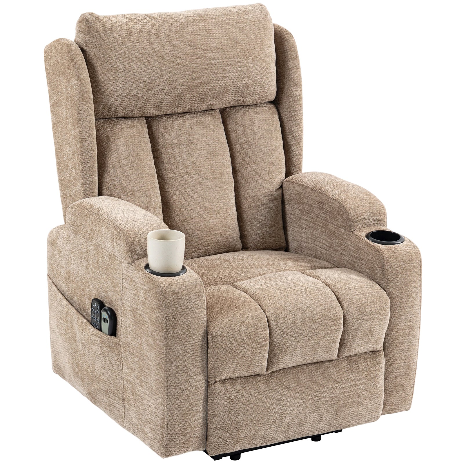 Power Recliner Chair W/ Massage And Heat, Electric Lift Chair | Brown