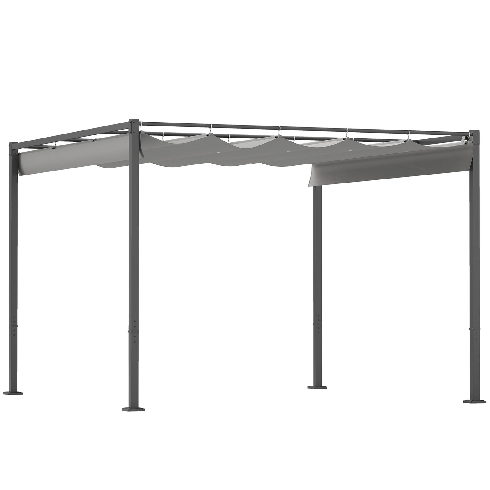 3x3m Pergola With Retractable Roof, Magnetic, Grey | Gray