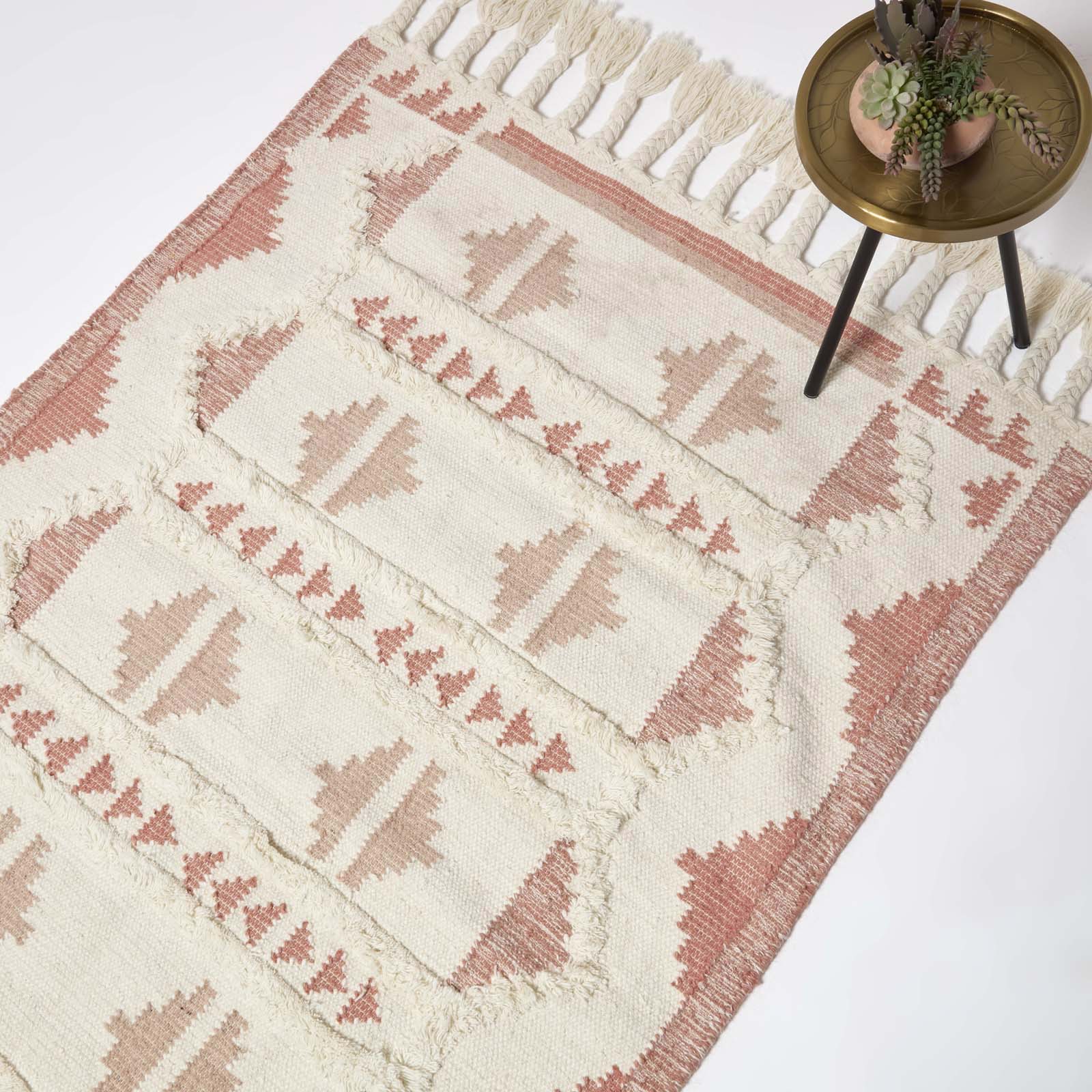 Satara Pink Kilim Wool Rug | 120cm x 180cm | Pink