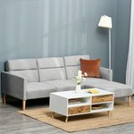 Reversible Sectional Sofa Set Linen Touch Sleeper