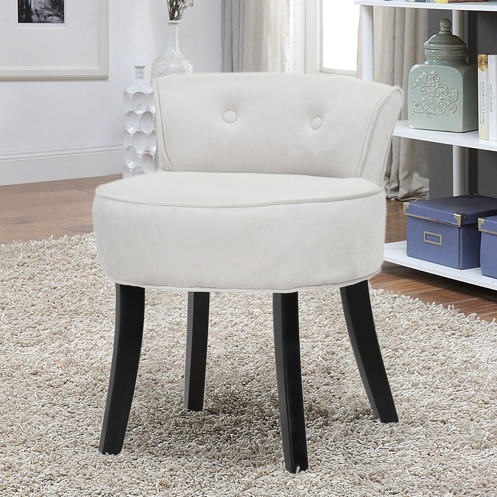 Velvet Slipper Chair Back Chair Sofa Vanity Bedroom Dressing Chair | Grey & White