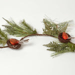 HOMESCAPES Festive Christmas Garland With Artificial Pine And Robins Nests 5ft