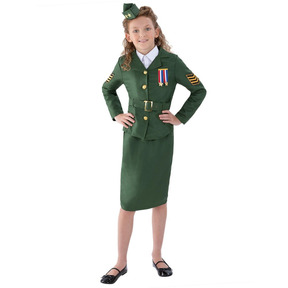 Ww2 Army Girl Costume, Childs | Age 7-9