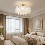 48cm Dia Frosted Glass Feather Lampshade Ceiling Light Modern Pendant Fixture